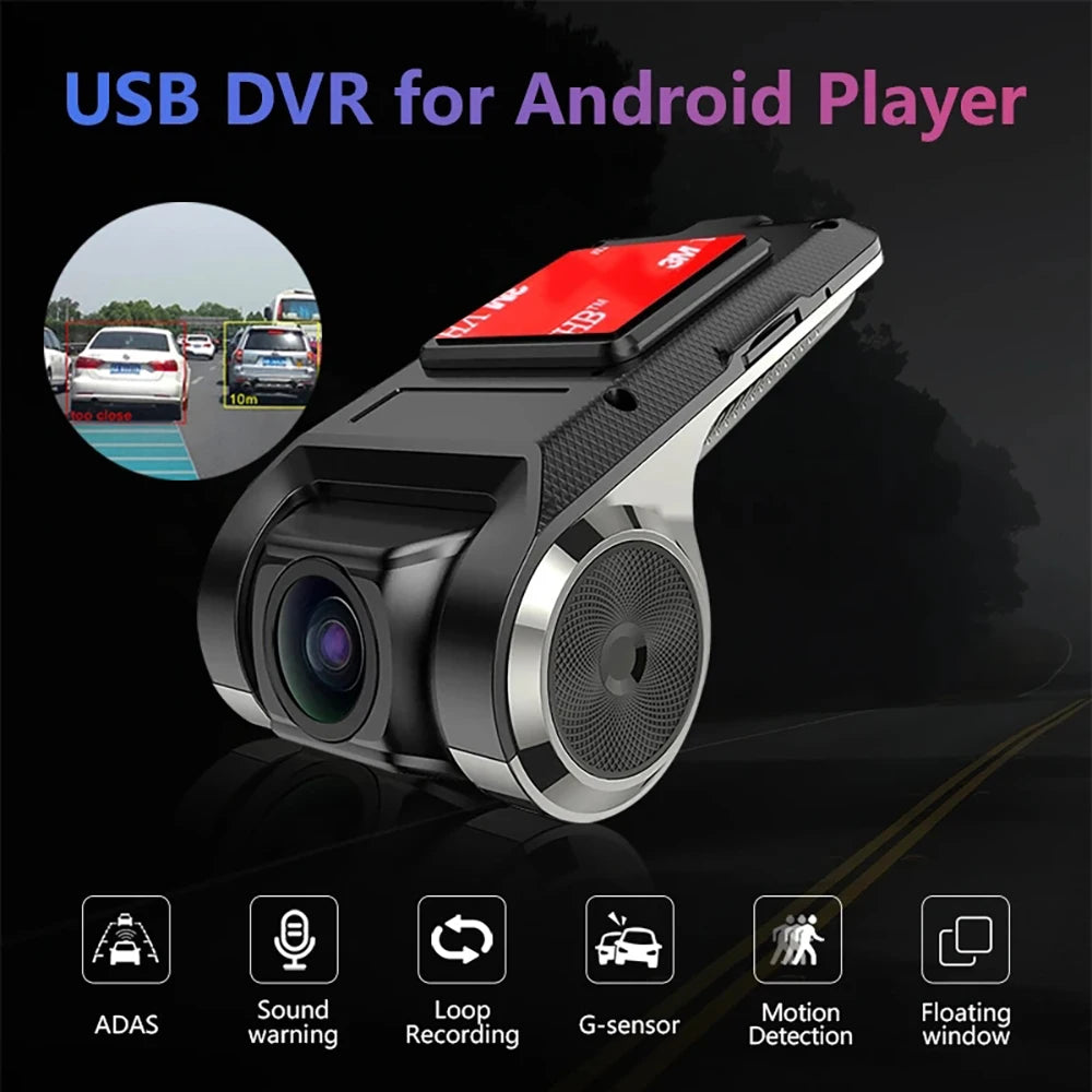 كاميرا سيارة DVR Full HD 1080P - كاميرا داش كام لمشغل أندرويد مع ADAS وLDWS وتسجيل فيديو وإنذار صوتي