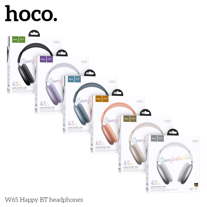 سماعات HOCO W65 بلوتوث 5.4 الجديدة - سماعات كبيرة HiFi للموسيقى والرياضة والألعاب لآيفون وأندرويد مع ميكروفون