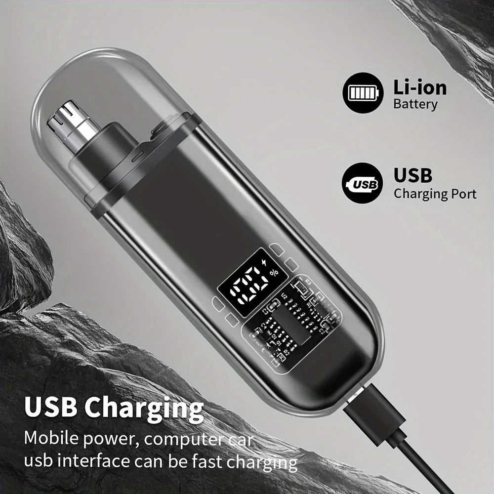 ماكينة تشذيب شعر الأنف والأذن للرجال - قابلة للشحن USB محمولة كهربائية بتصميم صغير وشحن سريع
