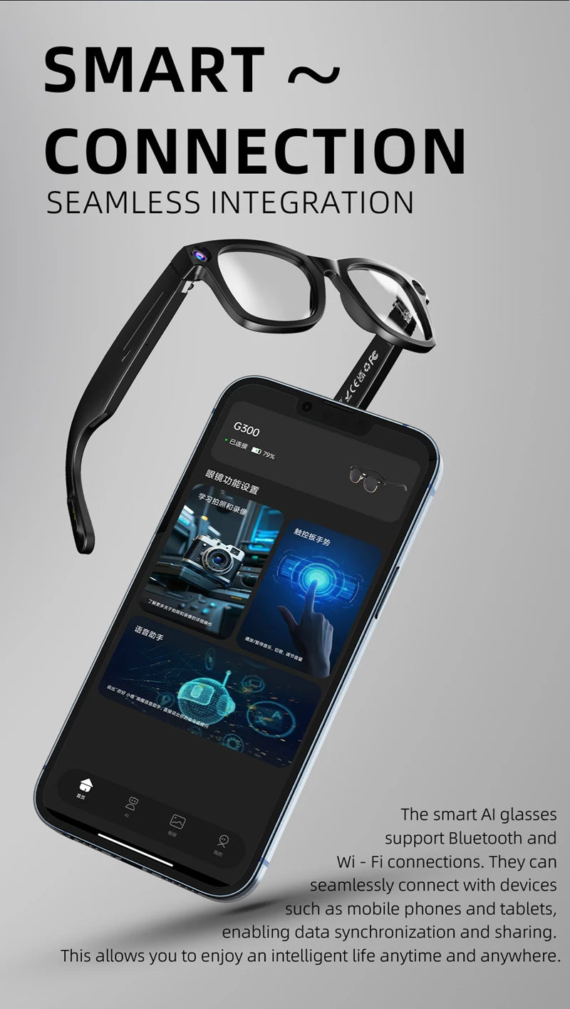 نظارات Xiaomi Mijia الذكية بالذكاء الاصطناعي - كاميرا 800 ميجابكسل للتصوير والفيديو مع ترجمة صوتية ومقاومة للماء وبلوتوث