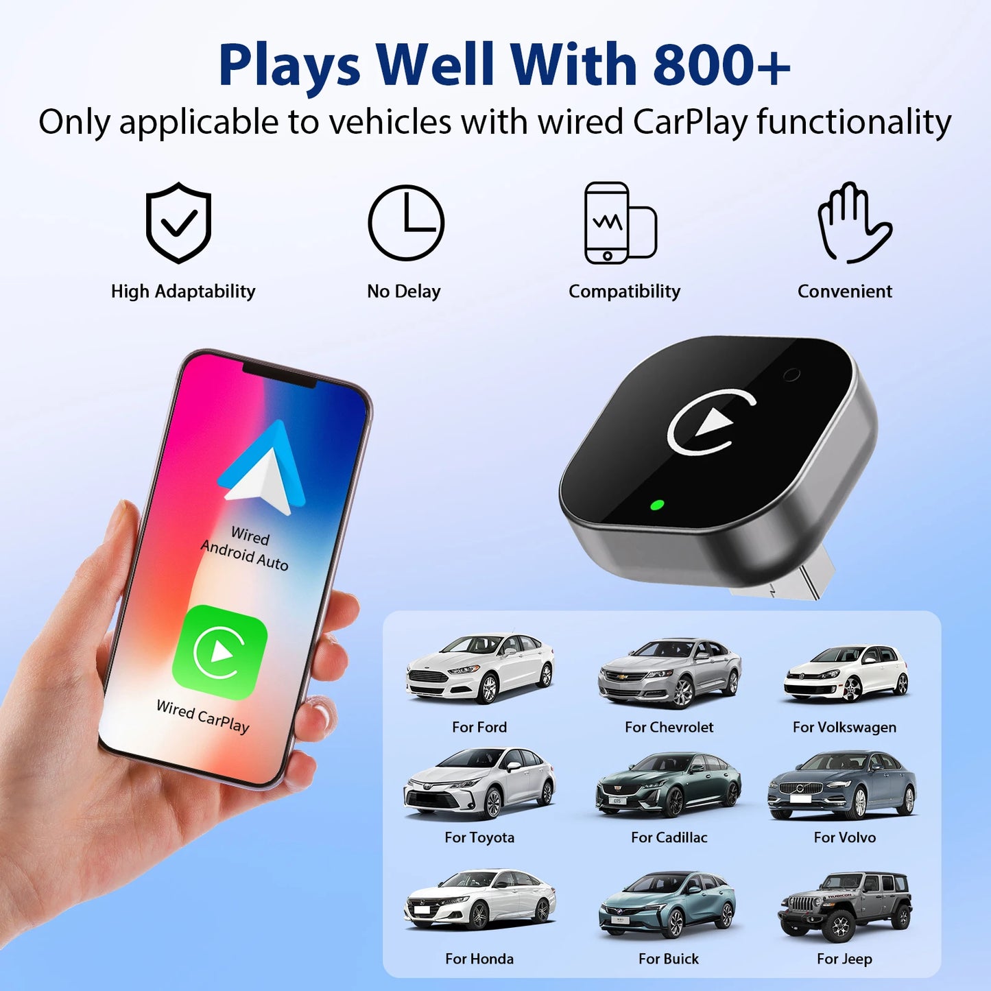 محول CarPlay لاسلكي 2 في 1 - يحول السلكي إلى لاسلكي لهواتف iPhone مع تحكم لاسلكي Plug & Play