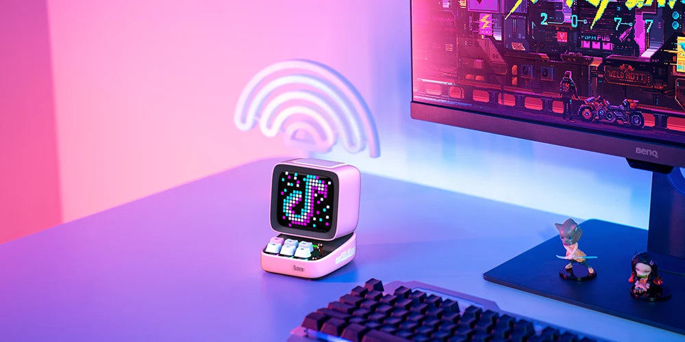 سماعة Divoom Ditoo-Pro بكسل آرت ريترو - سماعة بلوتوث محمولة مع منبه وشاشة LED قابلة للتخصيص هدية لطيفة للمنزل