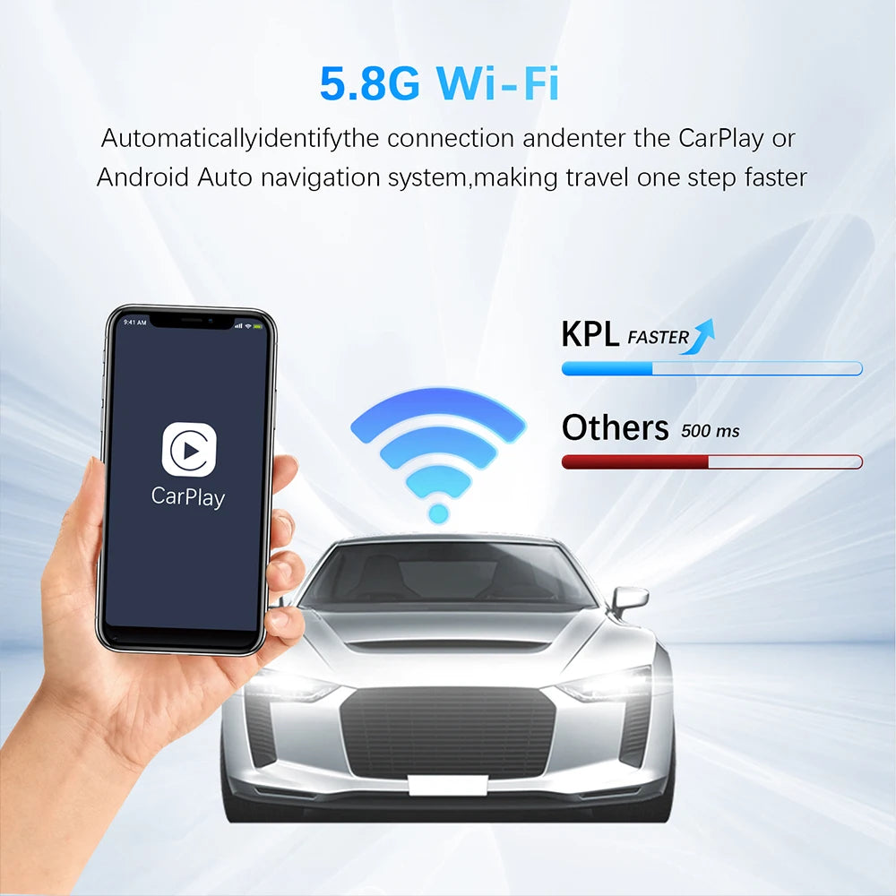 محول CarPlay لاسلكي وAndroid Auto - دونجل ذكي 2 في 1 لسيارات فولفو ومرسيدس وأودي وكيا وهيونداي وفولكس واجن ومازدا وكاديلاك