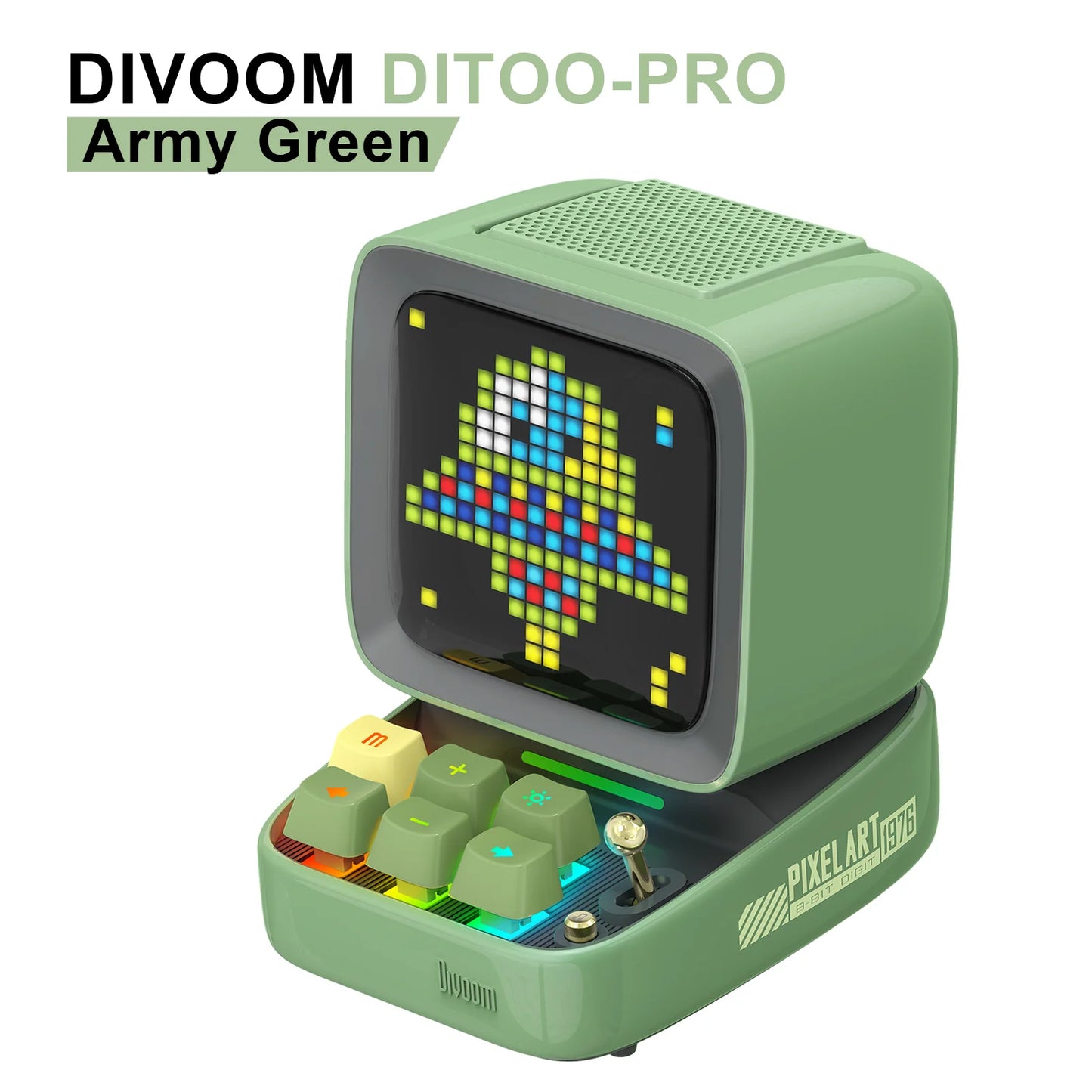 سماعة Divoom Ditoo-Pro بكسل آرت ريترو - سماعة بلوتوث محمولة مع منبه وشاشة LED قابلة للتخصيص هدية لطيفة للمنزل