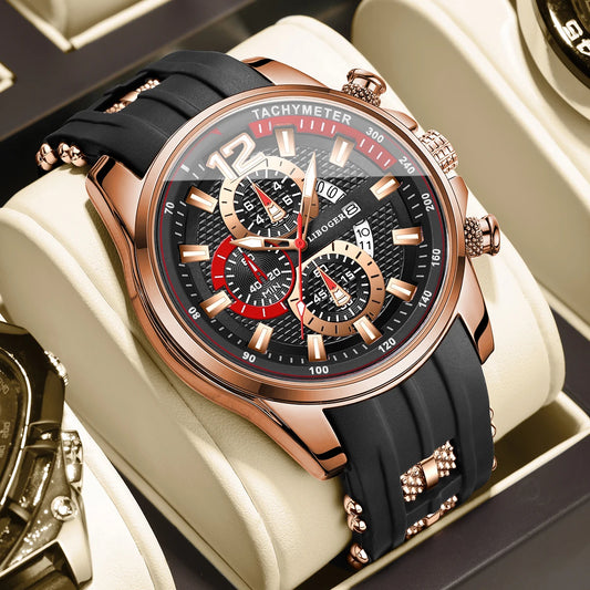 ساعة رجالية عصرية بأرقام عربية - ساعة رياضية كاجوال بحزام سيليكون مع تقويم وحركة كوارتز (بدون علبة)