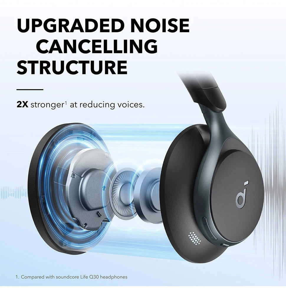 سماعات Soundcore من Anker Space One لاسلكية بتقنية إلغاء الضوضاء النشط - سماعات بلوتوث لاسلكية