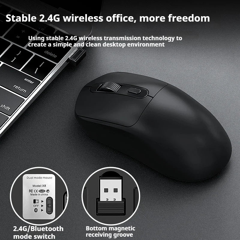 ماوس ألعاب بلوتوث 2025 الجديد - ماوس لاسلكي قابل للشحن 2.4G USB بإضاءة RGB للآيباد والتابلت واللابتوب
