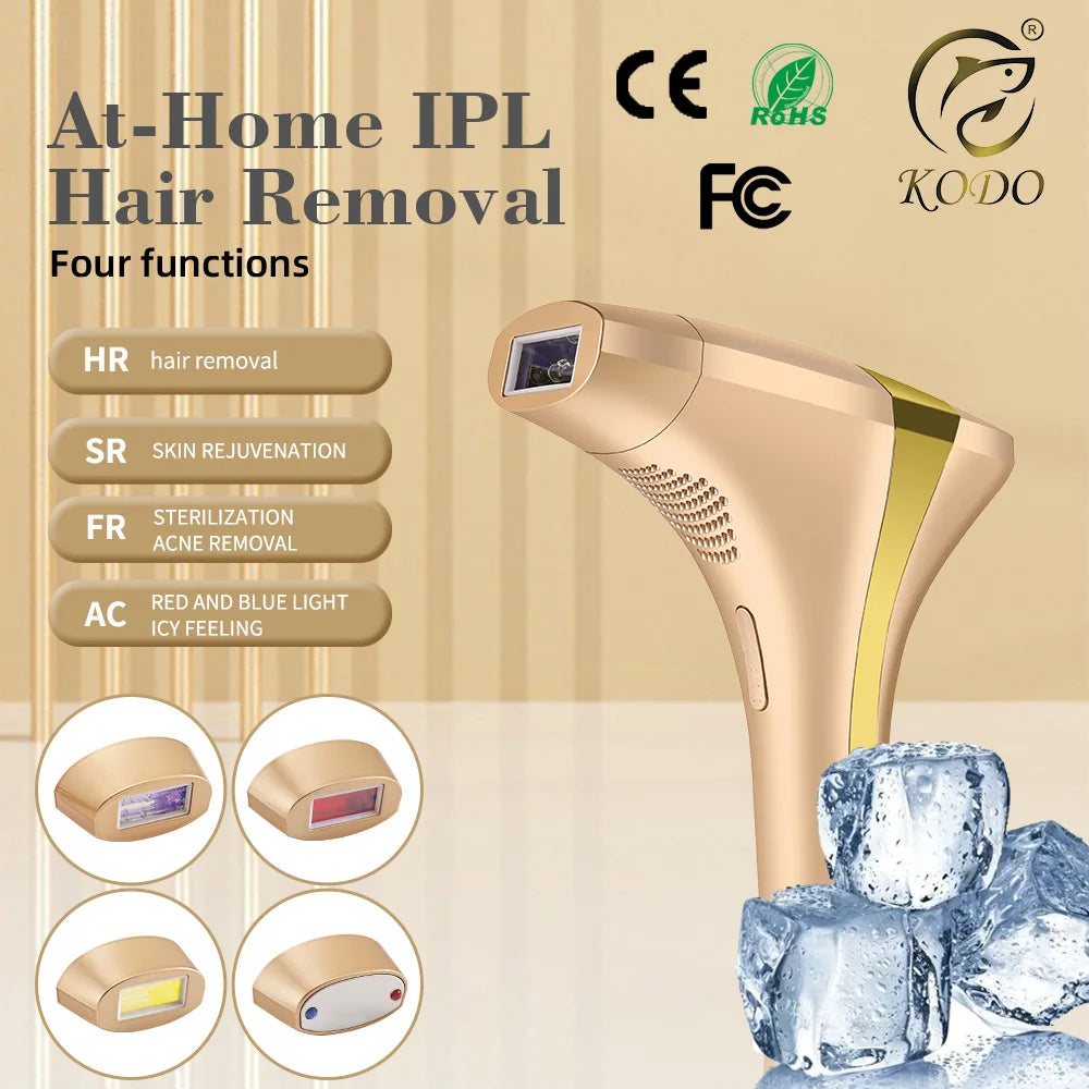 جهاز إزالة الشعر بالليزر KODO 2025 - تقنية التبريد الثلجي IPL 4 في 1 للوجه والجسم