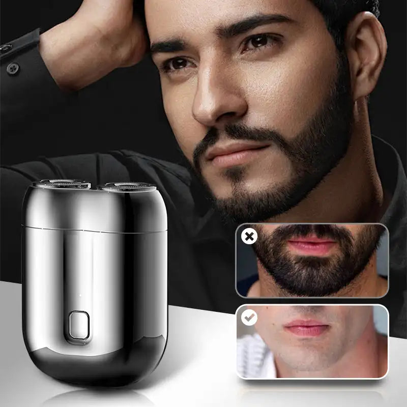ماكينة حلاقة صغيرة مزدوجة الرأس مغناطيسية - ماكينة حلاقة كهربائية للرجال قابلة للشحن USB محمولة مقاومة للماء