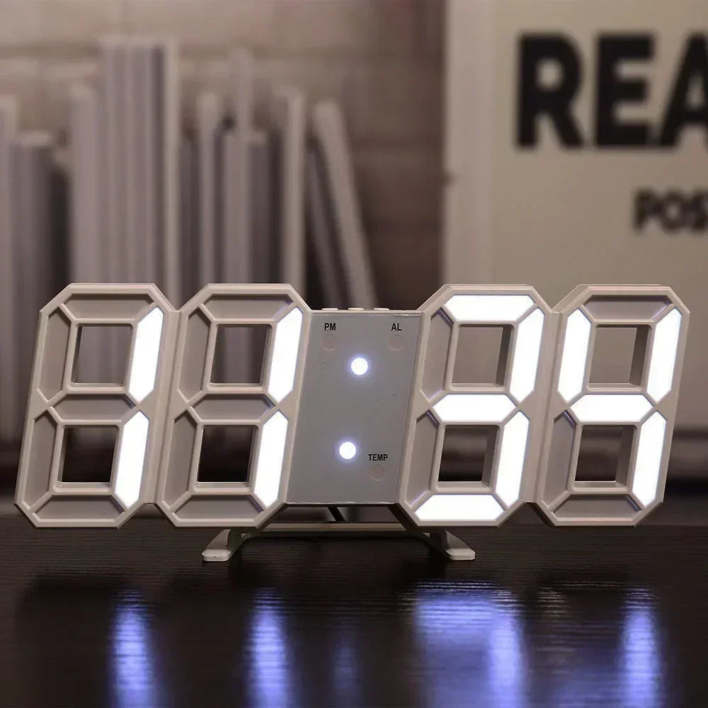 ساعة LED رقمية ثلاثية الأبعاد للحائط - ديكور متوهج بوضع ليلي قابل للتعديل لغرفة النوم والمنزل