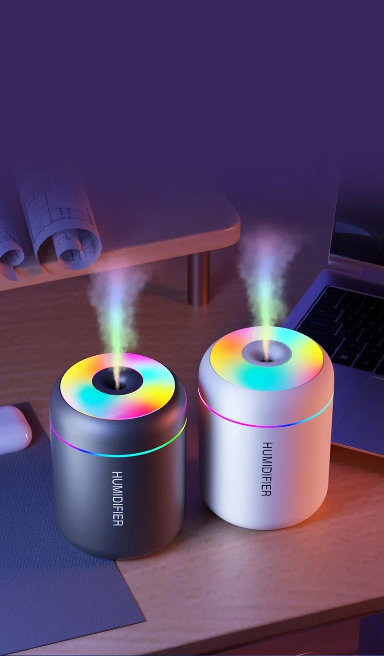 مرطب هواء صغير 180 مل USB - موزع عطور كهربائي مع إضاءة LED للسيارة والمنزل والغرفة
