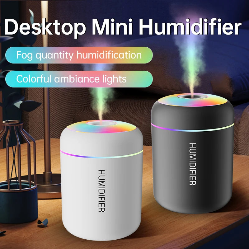 مرطب هواء صغير 180 مل USB - موزع عطور كهربائي مع إضاءة LED للسيارة والمنزل والغرفة