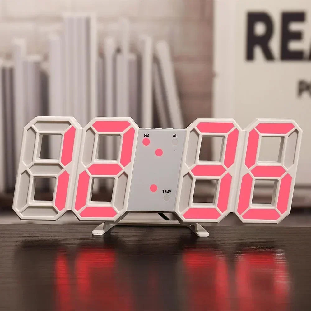 ساعة LED رقمية ثلاثية الأبعاد للحائط - ديكور متوهج بوضع ليلي قابل للتعديل لغرفة النوم والمنزل