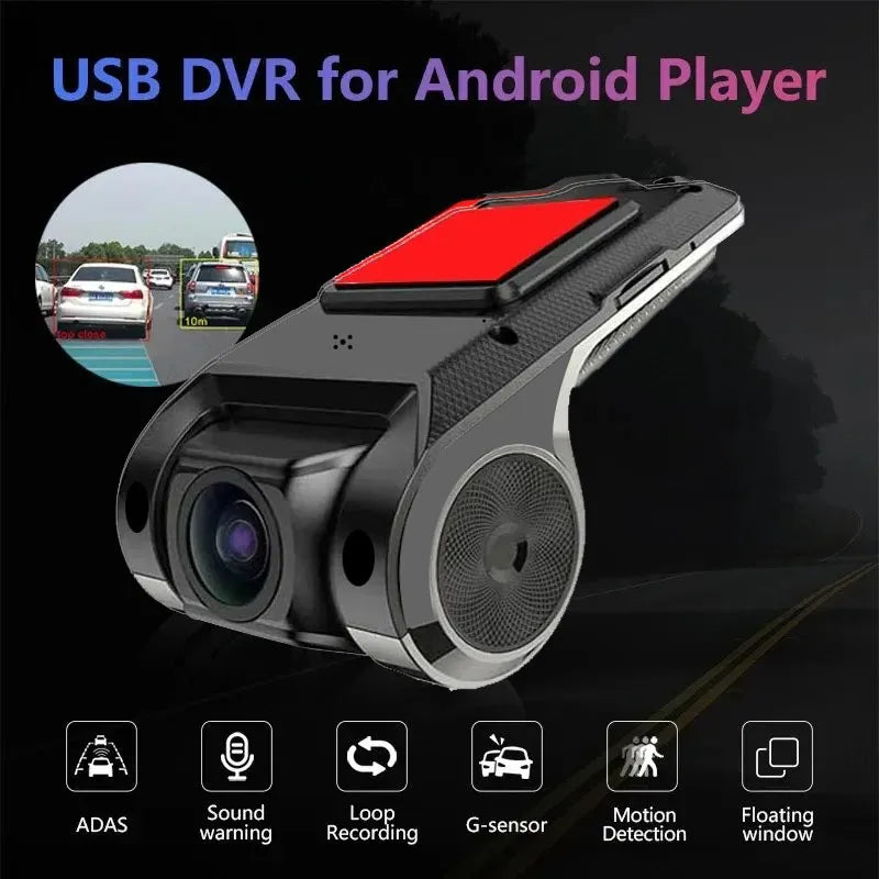كاميرا سيارة DVR Full HD 1080P - كاميرا داش كام لمشغل أندرويد مع ADAS وLDWS وتسجيل فيديو وإنذار صوتي