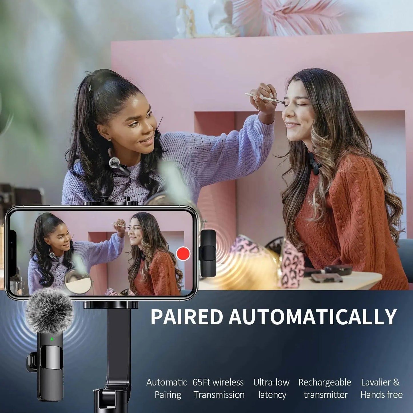 ميكروفون Lavalier لاسلكي للتسجيل - iPhone وAndroid