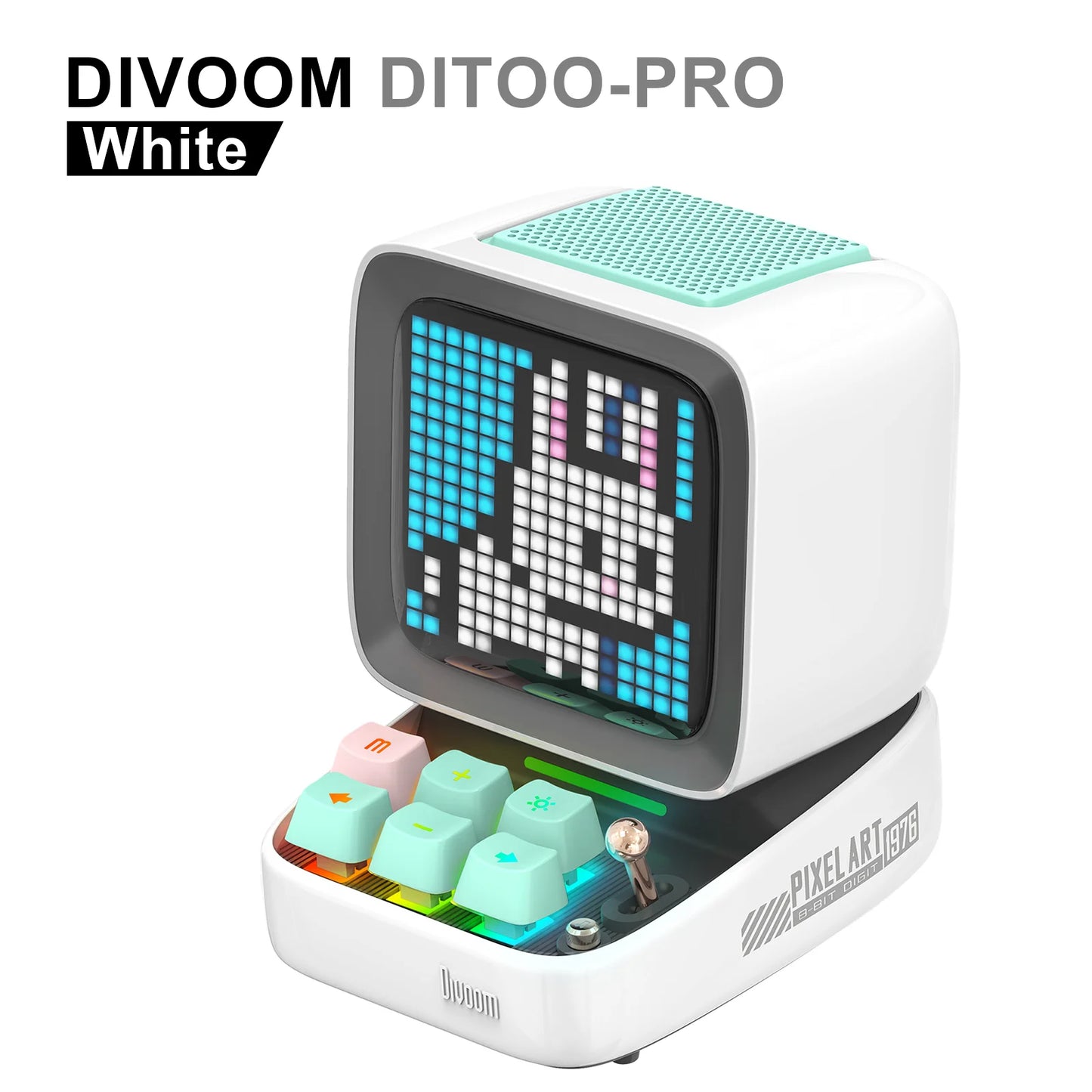سماعة Divoom Ditoo-Pro بكسل آرت ريترو - سماعة بلوتوث محمولة مع منبه وشاشة LED قابلة للتخصيص هدية لطيفة للمنزل