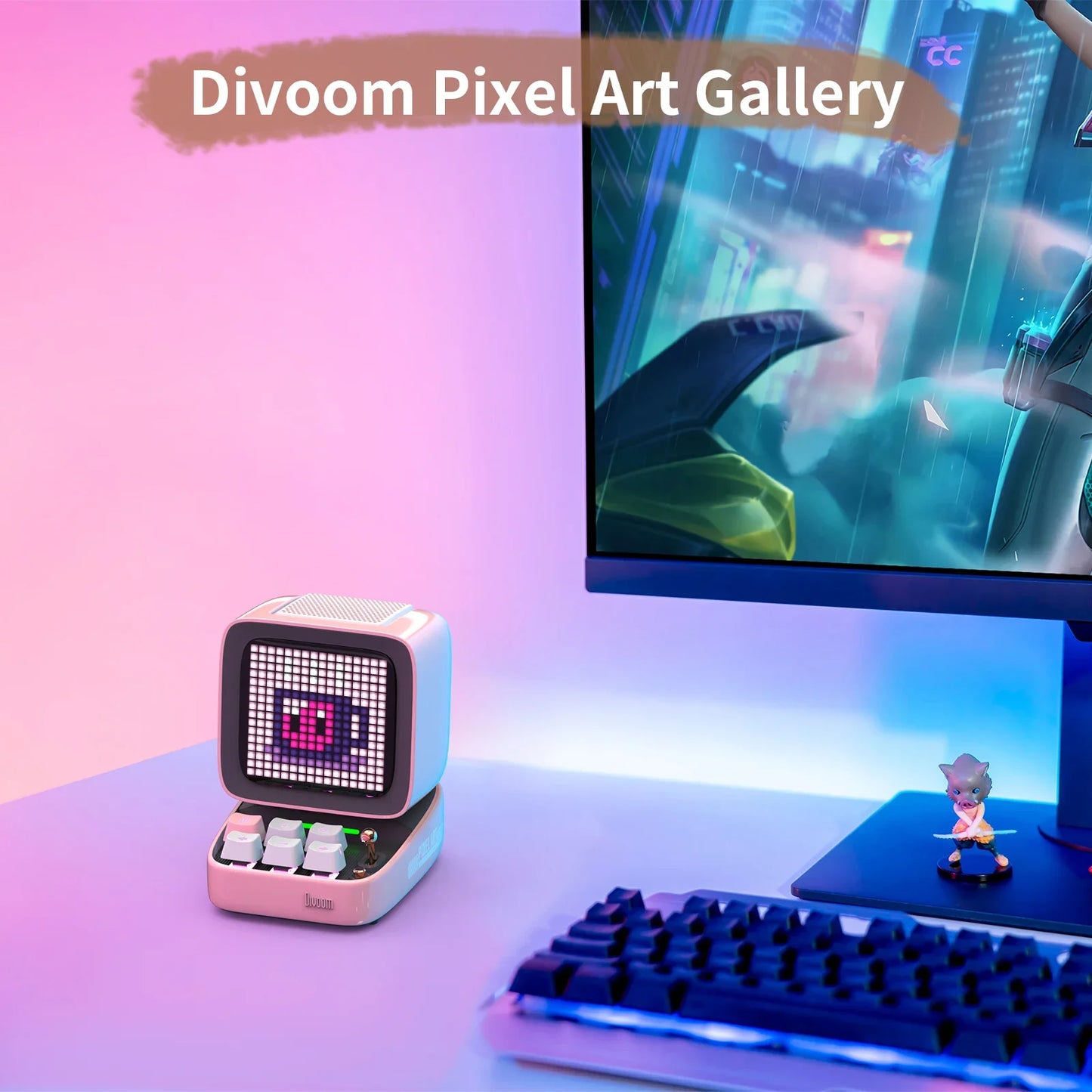 سماعة Divoom Ditoo-Pro بكسل آرت ريترو - سماعة بلوتوث محمولة مع منبه وشاشة LED قابلة للتخصيص هدية لطيفة للمنزل