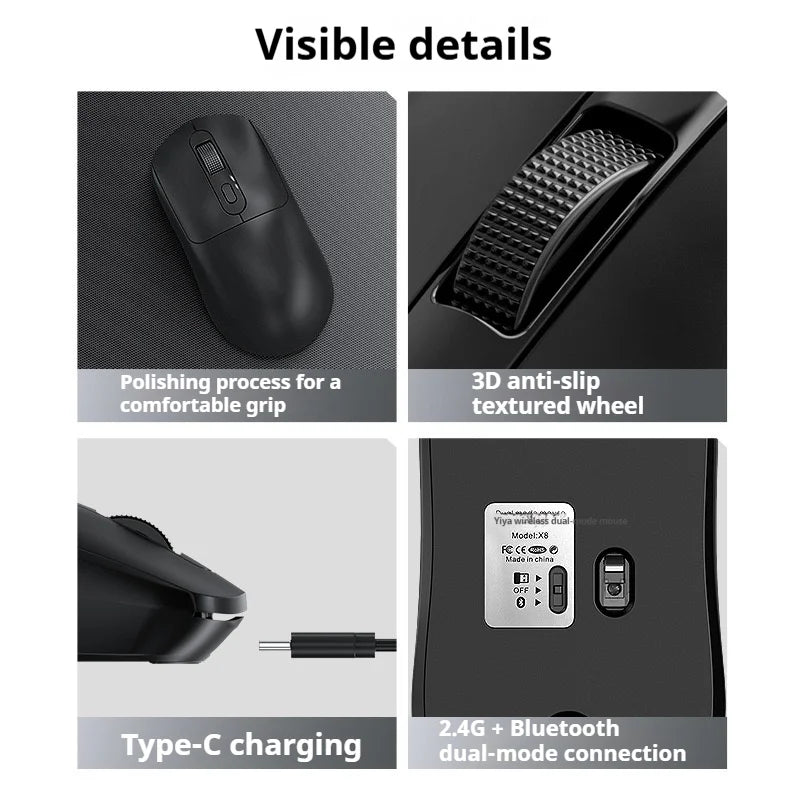 ماوس ألعاب بلوتوث 2025 الجديد - ماوس لاسلكي قابل للشحن 2.4G USB بإضاءة RGB للآيباد والتابلت واللابتوب
