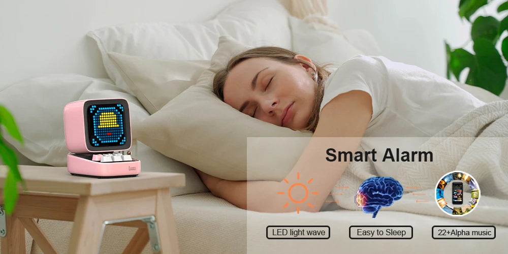سماعة Divoom Ditoo-Pro بكسل آرت ريترو - سماعة بلوتوث محمولة مع منبه وشاشة LED قابلة للتخصيص هدية لطيفة للمنزل