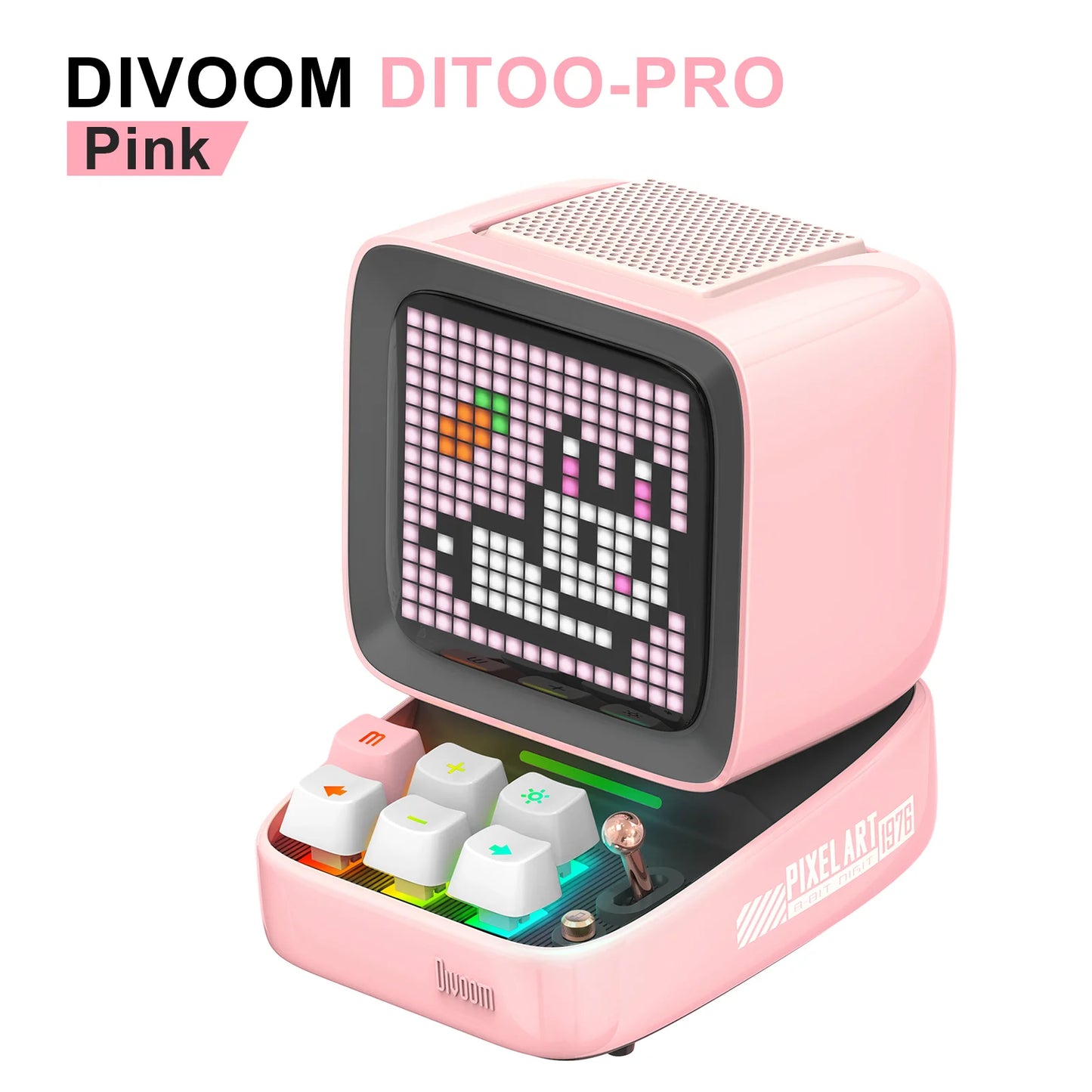 سماعة Divoom Ditoo-Pro بكسل آرت ريترو - سماعة بلوتوث محمولة مع منبه وشاشة LED قابلة للتخصيص هدية لطيفة للمنزل