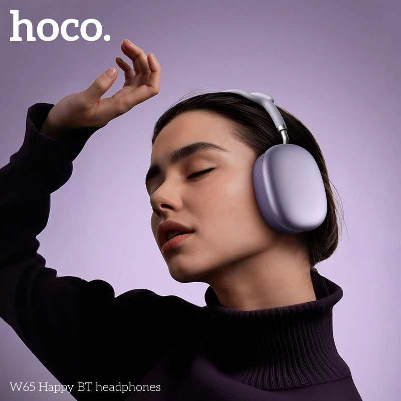 سماعات HOCO W65 بلوتوث 5.4 الجديدة - سماعات كبيرة HiFi للموسيقى والرياضة والألعاب لآيفون وأندرويد مع ميكروفون