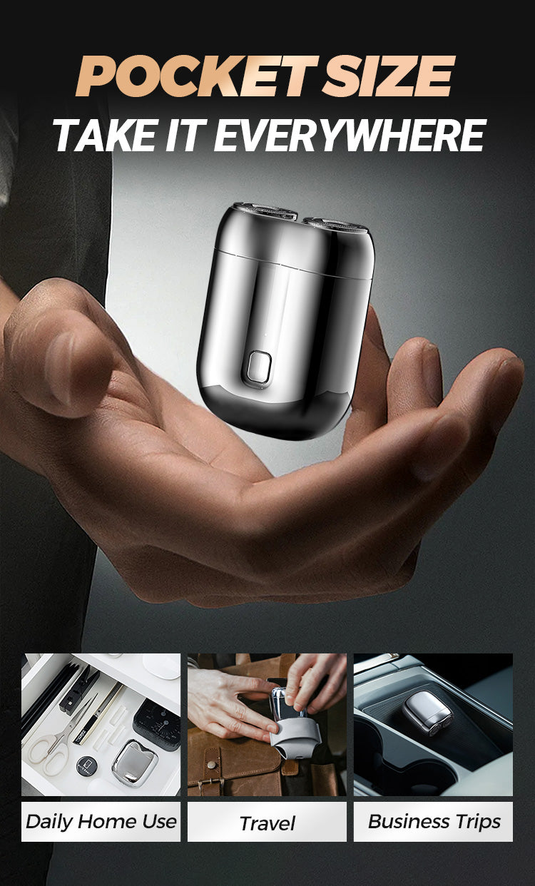 ماكينة حلاقة صغيرة مزدوجة الرأس مغناطيسية - ماكينة حلاقة كهربائية للرجال قابلة للشحن USB محمولة مقاومة للماء