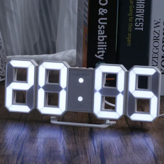 ساعة LED رقمية ثلاثية الأبعاد للحائط - ديكور متوهج بوضع ليلي قابل للتعديل لغرفة النوم والمنزل