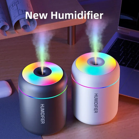 مرطب هواء صغير 180 مل USB - موزع عطور كهربائي مع إضاءة LED للسيارة والمنزل والغرفة