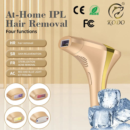 جهاز إزالة الشعر بالليزر KODO 2025 - تقنية التبريد الثلجي IPL 4 في 1 للوجه والجسم