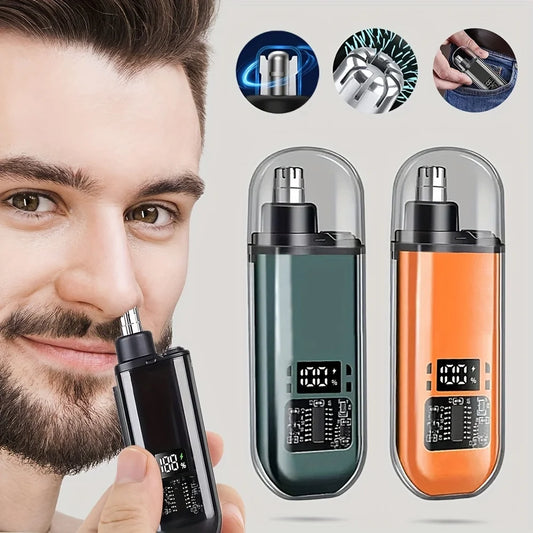 ماكينة تشذيب شعر الأنف والأذن للرجال - قابلة للشحن USB محمولة كهربائية بتصميم صغير وشحن سريع