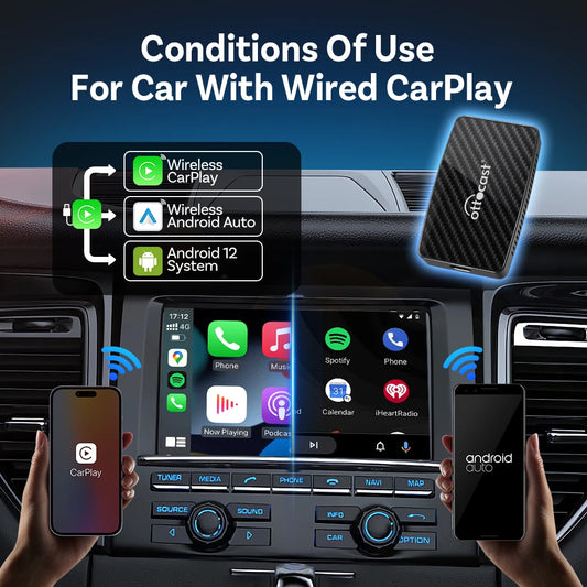 صندوق Ottocast Play2Video Pro الذكي - محول CarPlay لاسلكي وAndroid Auto مع YouTube وNetflix وIPTV للسيارات