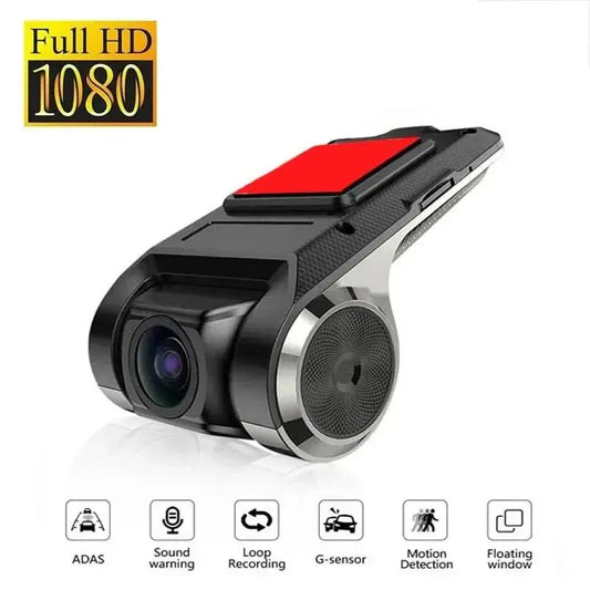 كاميرا سيارة DVR Full HD 1080P - كاميرا داش كام لمشغل أندرويد مع ADAS وLDWS وتسجيل فيديو وإنذار صوتي