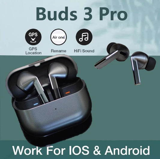 سماعات Buds 3 Pro بإلغاء الضوضاء - سماعات بلوتوث لاسلكية TWS مع شحن لاسلكي وصوت HiFi غامر
