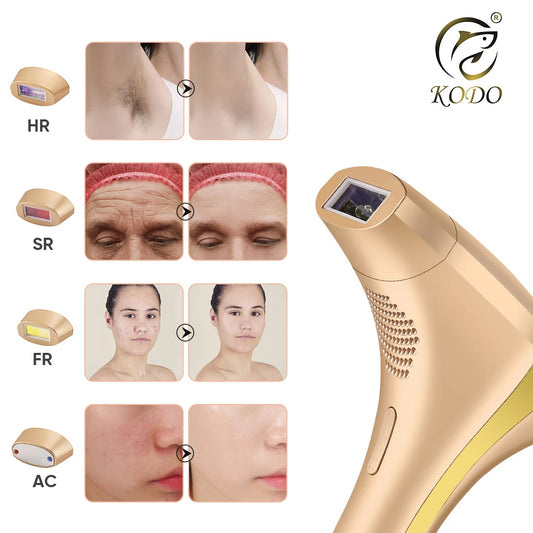 جهاز إزالة الشعر بالليزر KODO 2025 - تقنية التبريد الثلجي IPL 4 في 1 للوجه والجسم